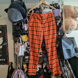 Hot Topic Orange Black Plaid Punk Pants